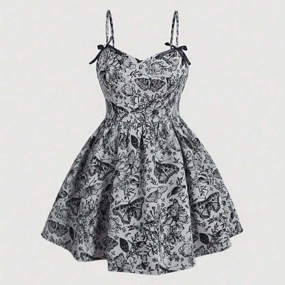 SHEIN Curve Patterned Black and White Dress 4x